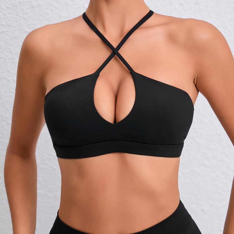 Latest Fashion High Quality Hollow Cross Straps Women Quick Drying Sexy Sports Bra