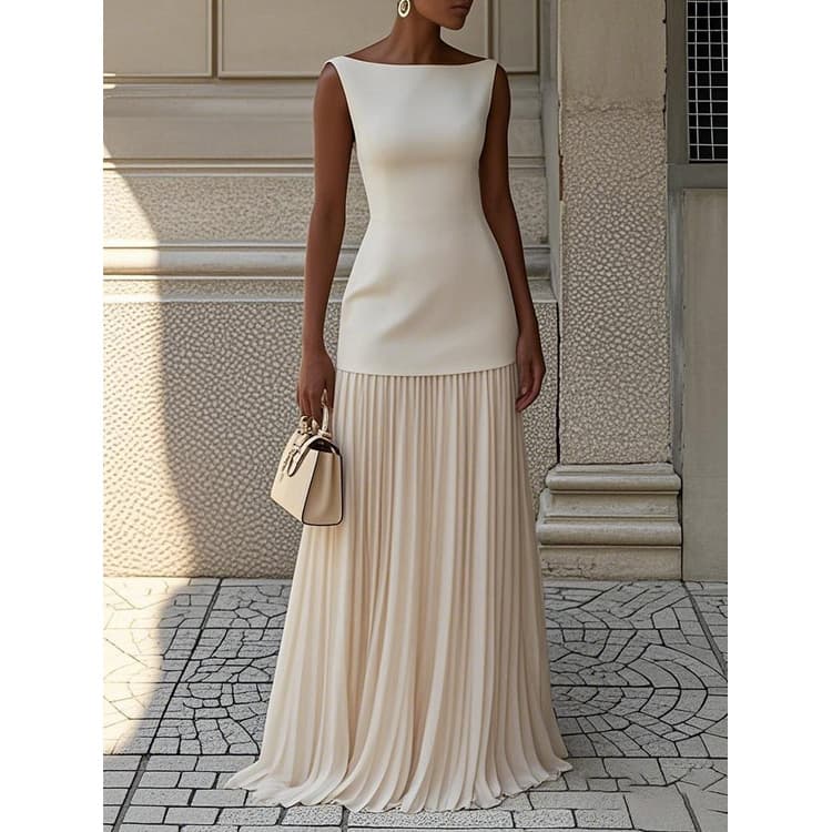 2025 Fashion Women Solid Color Casual Set Sleeveless Knitted Vest and Pleated Skirt Two Piece Set Women Set