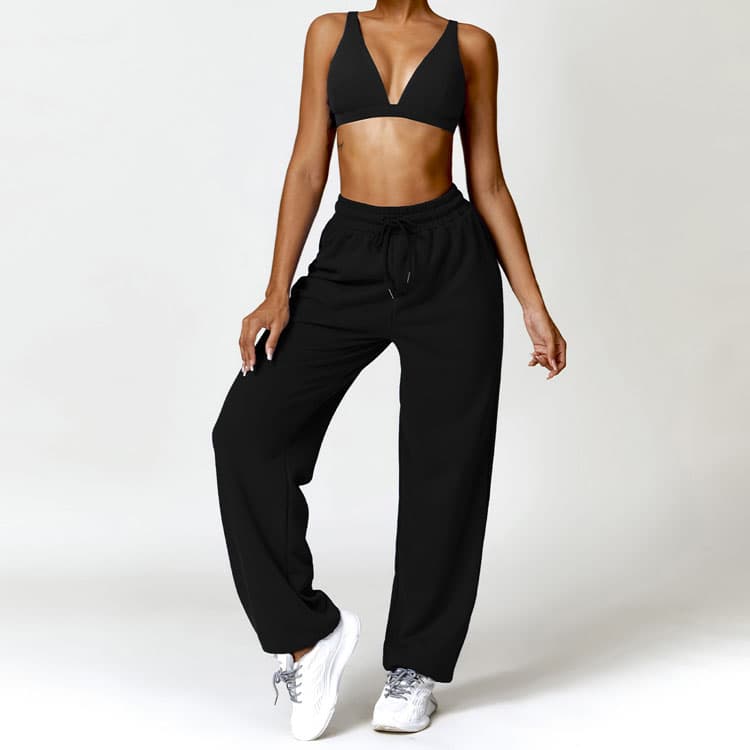 2024 Women Sublimation Sports Bra Set Wear Workout Suit Sport Bra and Sweatpants Yoga Set Loose Yoga Pants Women Sweater Fabric