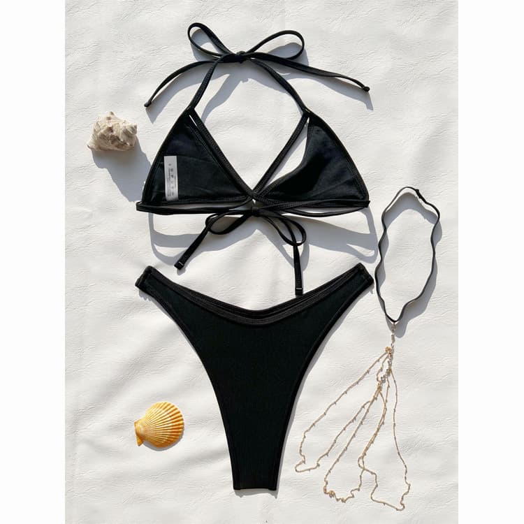 2024 New Arrival Leg Metal Chain Women Sexy Backless Lingerie 2 Piece Set Hot Sale Stylish Bikini