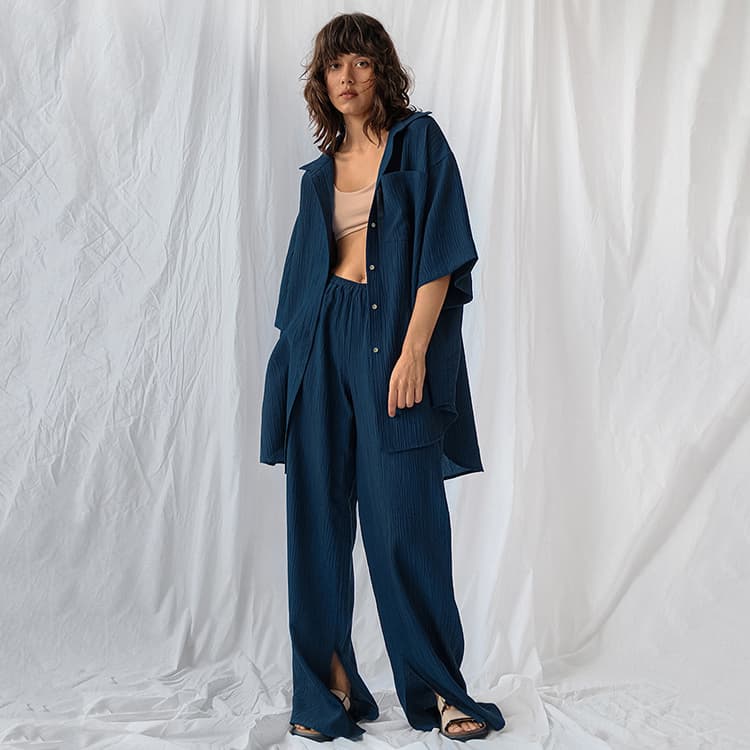 2023 Autumn Cotton Silk Pajamas Loose Pants Two Piece Set Fashion Women's Home Furnishings Can Be Outworn