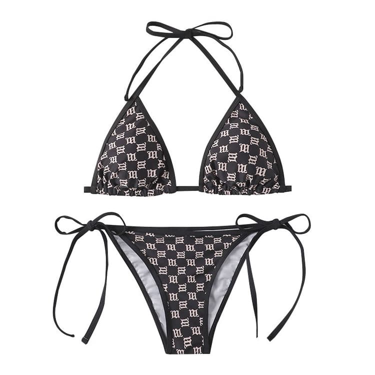 Custom logo Sexy Lady Bikini Split Swimsuit With Lace for Women