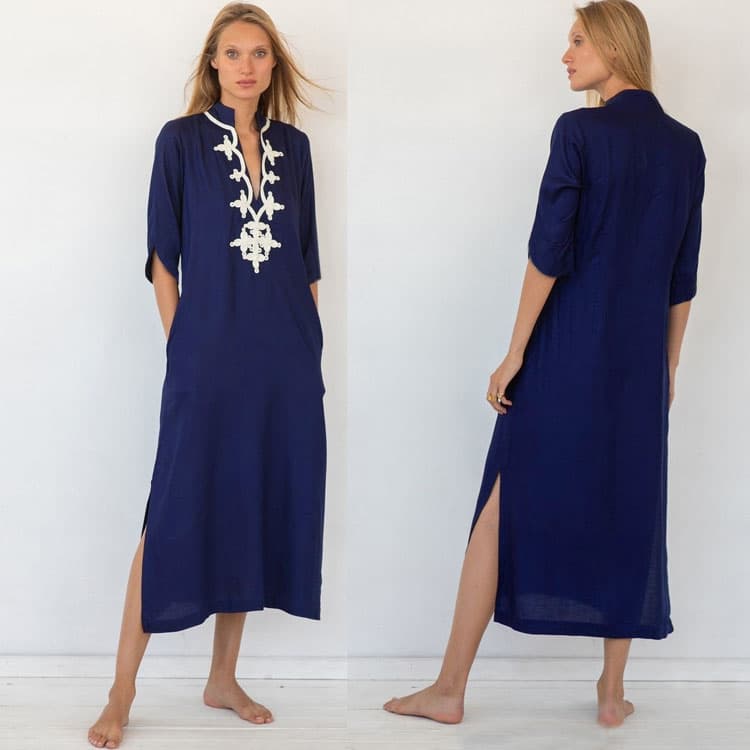 Wholesaler Rope Embroidered Vacation Robe Bikini Sun Long Shirt Beach Sexy Cover Ups for Women