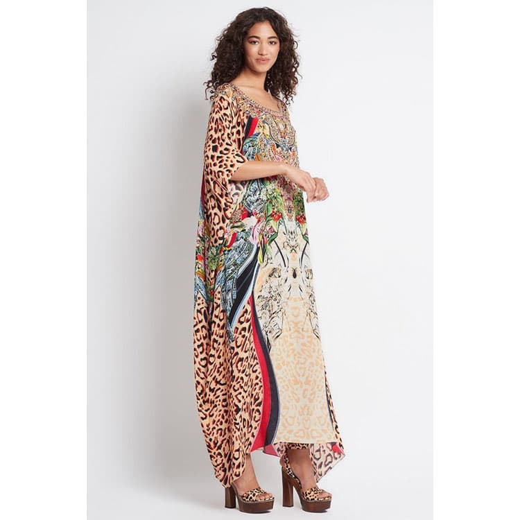 Wholesaler Loose Position Printed Holiday Long Dress Women Bikini Sun Shirt Beach Sexy Cover Ups