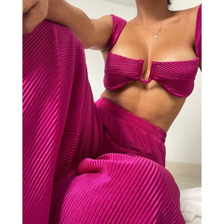 2023 Spring and Summer New Sexy Charming Backless Undershirt Straight Pants Solid Color Suits Women Set