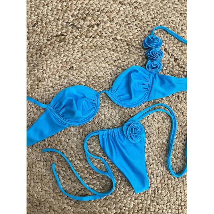 Factory Wholesale 2024 New 3D Flower Underwire Bikini Sexy Two Piece Swimsuit for Women
