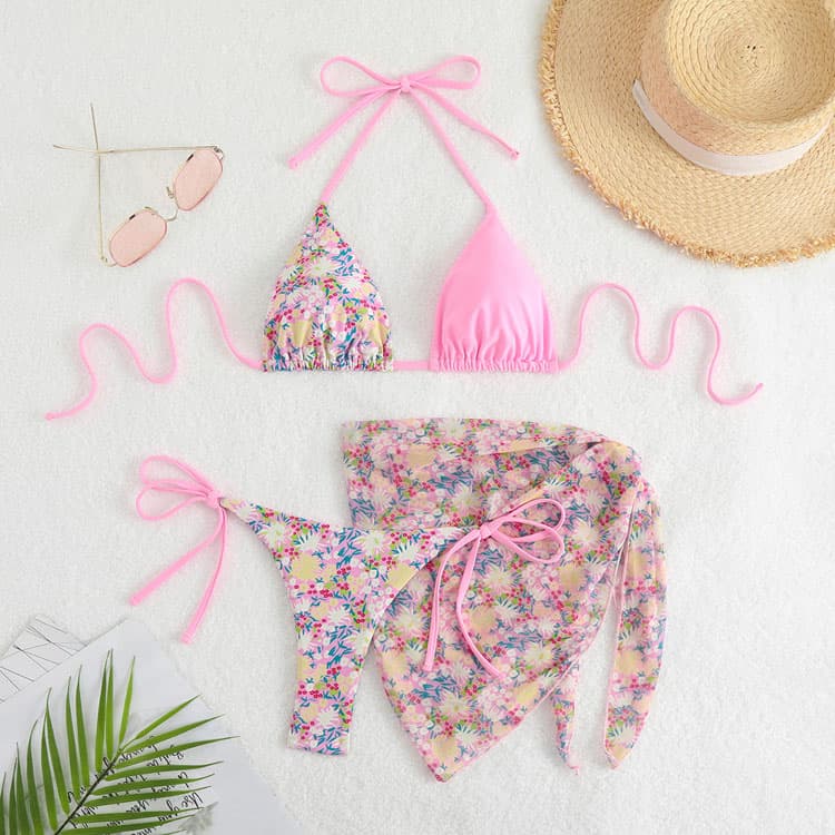 2024 New Fashion Three Pieces of Bikini butterfly Strap Swimsuit for Women