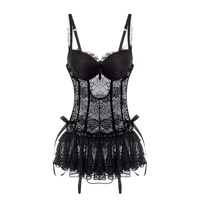 Sexy Lingerie Hot Black Lace Fishbone Tights Sexy Uniform for Women