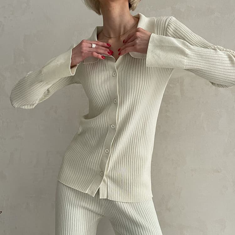 2023 New Home Clothes Set Casual Knitted Set Comfortable Simple Women Suit