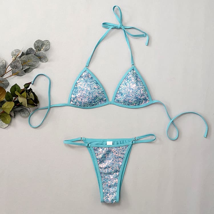 Sequin Glitter Sexy Fashion 2024 Swimwear Bathing Suit 2 Pieces Micro Mini Sexy Bikinis Woman