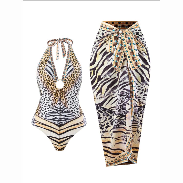 Wholesale Customized OEM Leopard Sexy Animal Print Bikini Beach Vacation Swimwear Suit