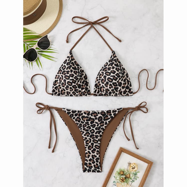 2025 Cheap High Quality Bikini Leopard Print Sexy Two Piece Swimsuit Summer Beach Vacation Bathing Suit
