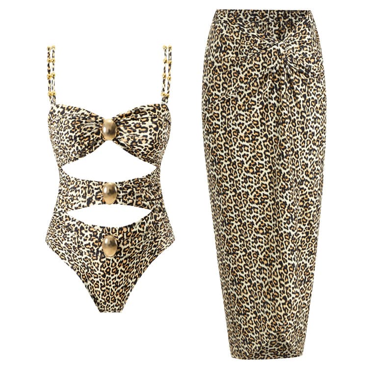 New Fashion Elegant Bikini Hollow Two Piece Swimsuit Set Chiffon Skirt Bikini Set
