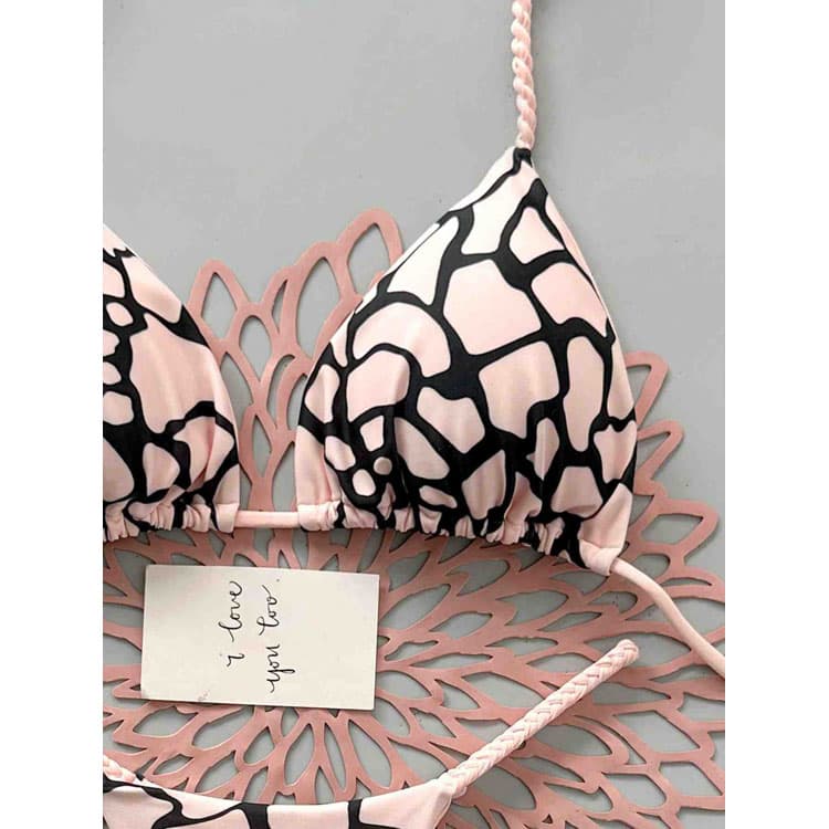 2026 New Popular Printed Triangle Cup Bikini Strap Swimsuit Hot Spring Swimsuit