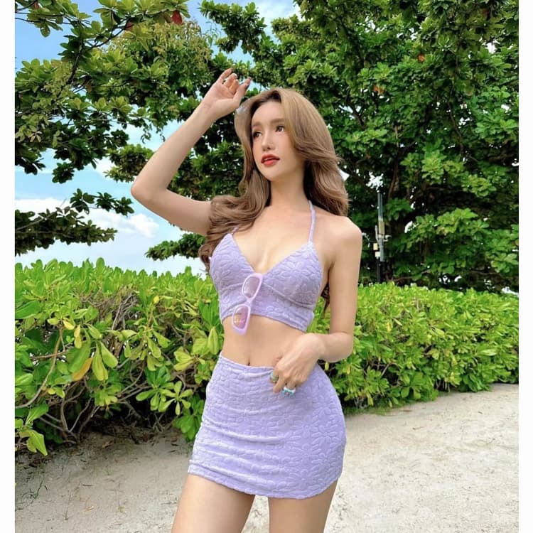 Wholesale Solid Color Backless Bikini Sexy 3 Piece 2025 New Spa Women's Bathing Swimwear Set