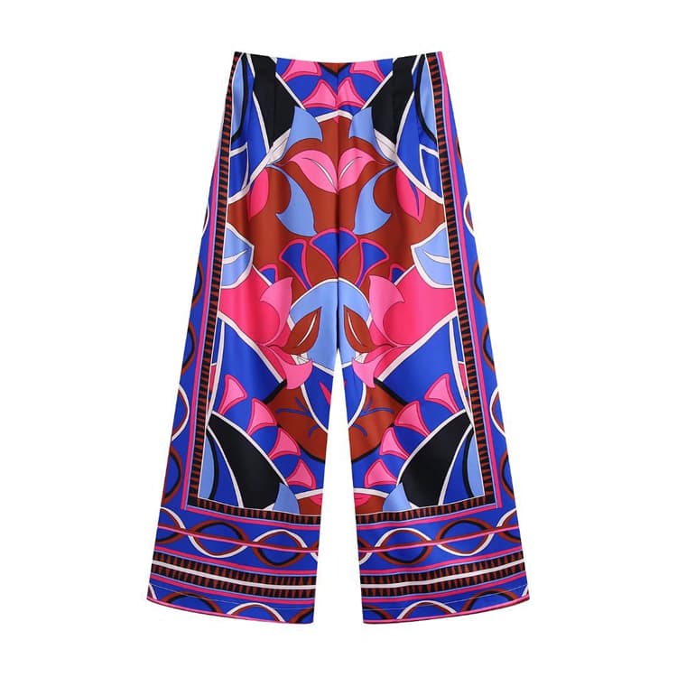 2022 Summer New Unique Print Loose Shirt Loose Trousers 2 Piece Sets for Women