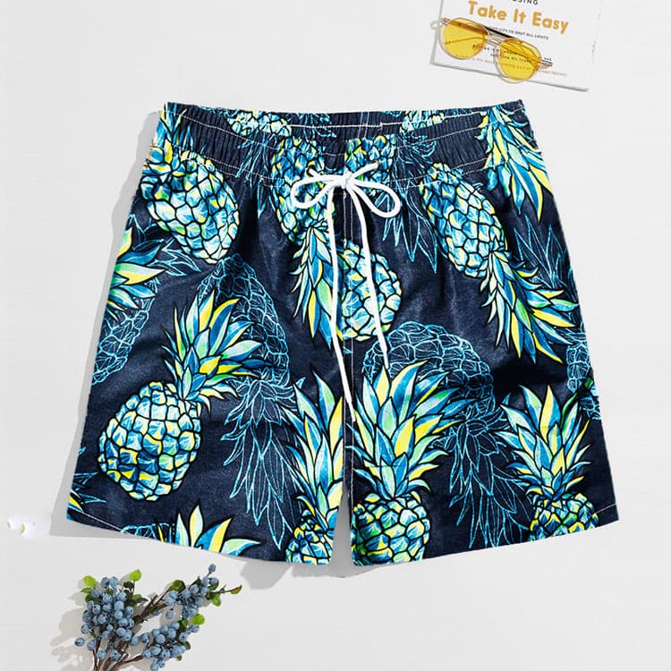High Quality Casual Summer Print Beach Pants Straight Tube Woven Beach Holiday Shorts
