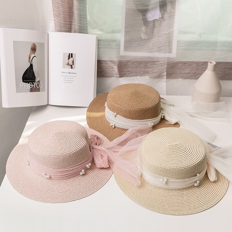 Fashion Spring and Summer Women Travel Bowknot Wide Brim Sombrero Straw Hat