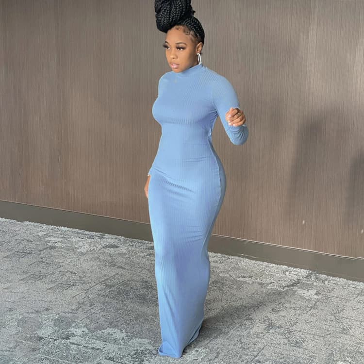 2021 New Sexy Dress Round Neck Long Sleeve Dress Sexy Backless Women Dress