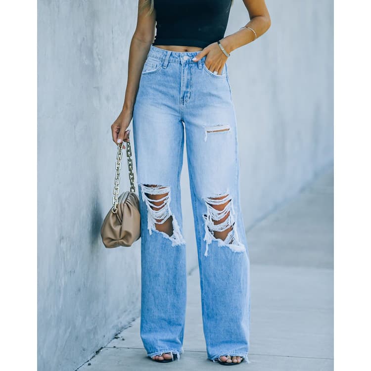 Fall New Slim Ripped Jeans Women's Pants Fashion Women Jeans