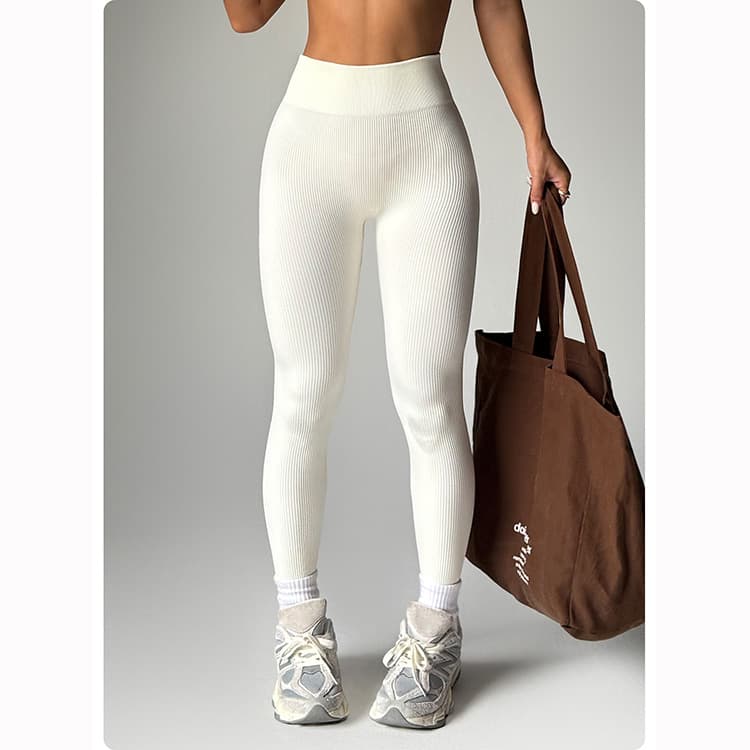 Custom Logo Legging Fitness Yoga Pants High Waist Ribbed Seamless Yoga Legging