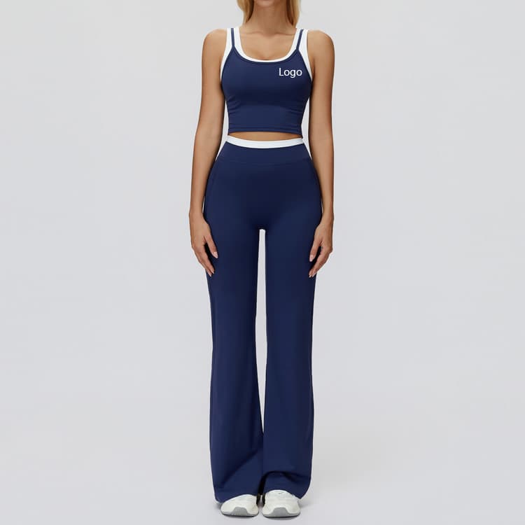 The Latest Hot Sell 2 in 1 Workout Set Block Color Top and Legging Fitness Set High Quality Women Yoga Set