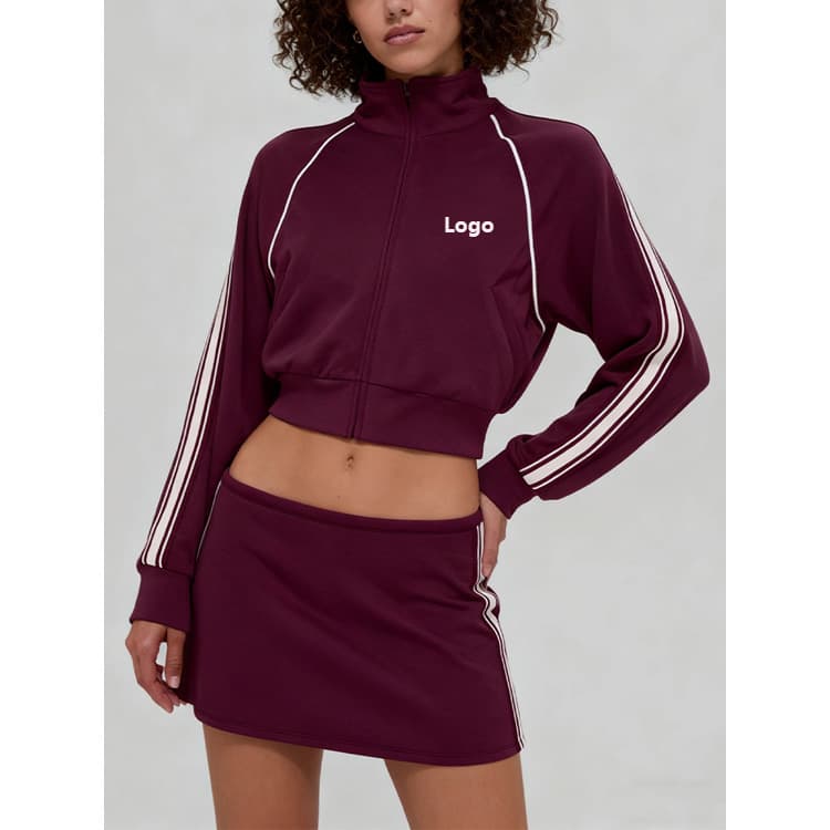 Fall Winter New Modal Air Layered Breathable Stand Collar Zipper Jacket and Skirt Casual Pants Tracksuit