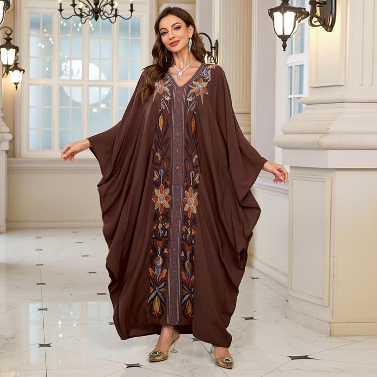 Women Floral Embroidered Kimono Rayon Beach Cover up Robe for Resort and Vacation