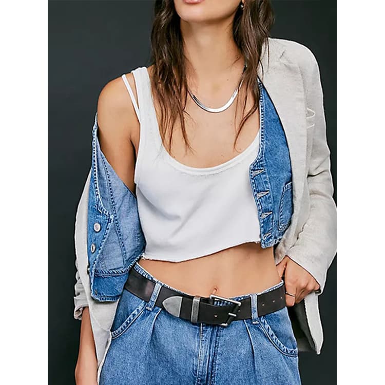 Woman Summer Pure Cotton Cami Top Loose Fit Cropped Vest Sports Style Solid Color Top Bustier for Layering