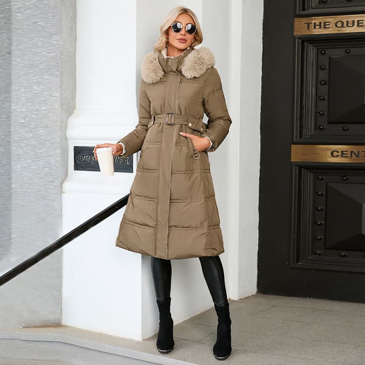 Long Winter Coat Women Winter Jacket Cotton Padded Warm Thicken Ladies Coat Long Coats Down Jacket Fur Collar