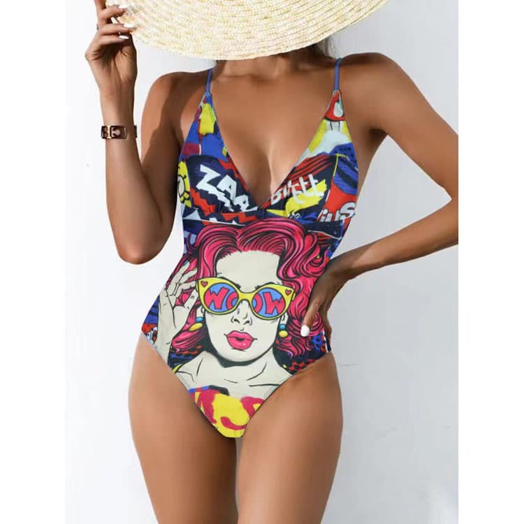 Special Printing Hot Sex Texture Women Bikini V Neck Sexy Hotties Bikini Swimsuits