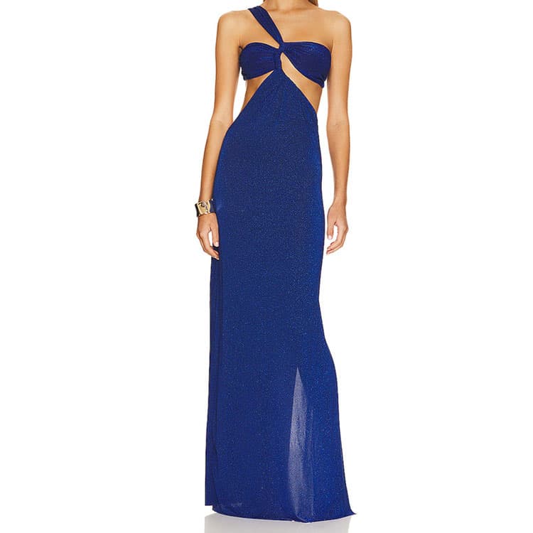 Blue One Shoulder One Piece Skirt Swimsuit Backless Split Women Sexy Bikini