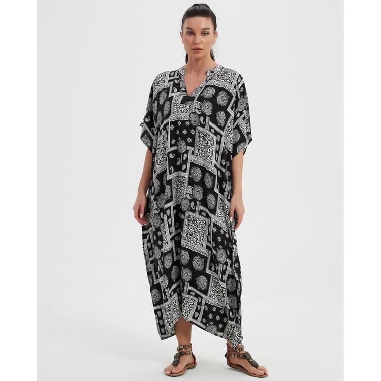 Hot Checkered Stand Collar Robe Loose Sunscreen Bikini Cover up Wholesale