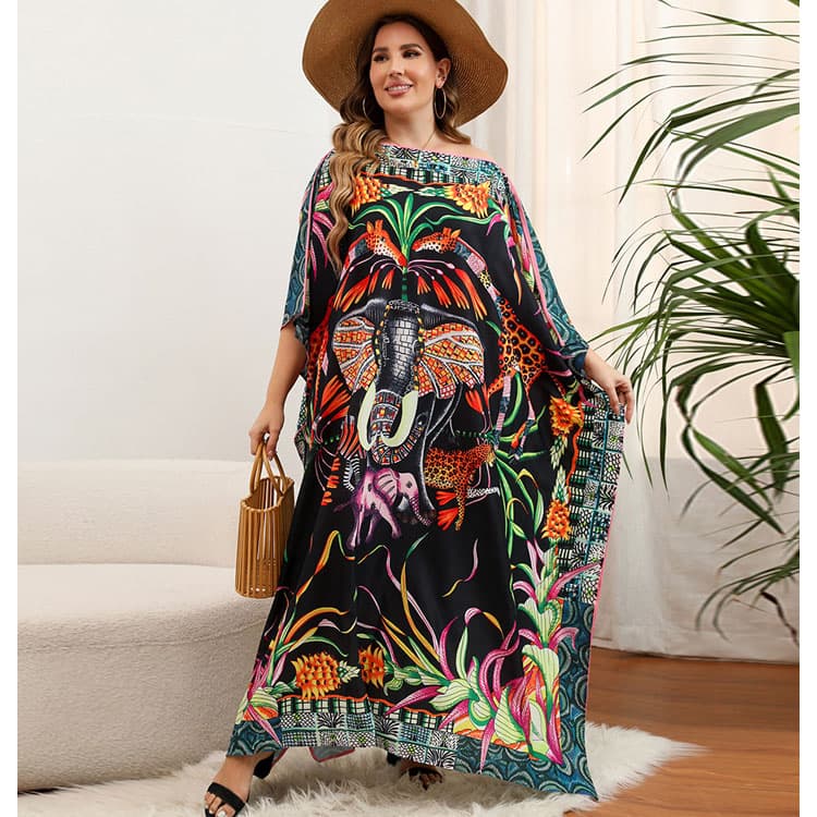 2022 New National Style Vintage Robe One Piece Slit Dress