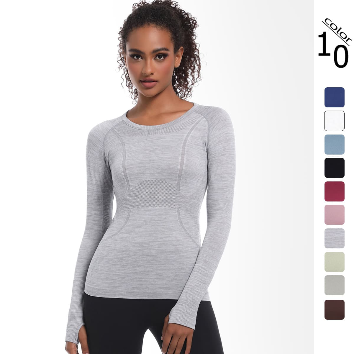 New Cross-border European And American Fast Dry Long Sleeve Women's Sports Running Fitness Breathable Seamless All-in-one Yoga Clothes Top