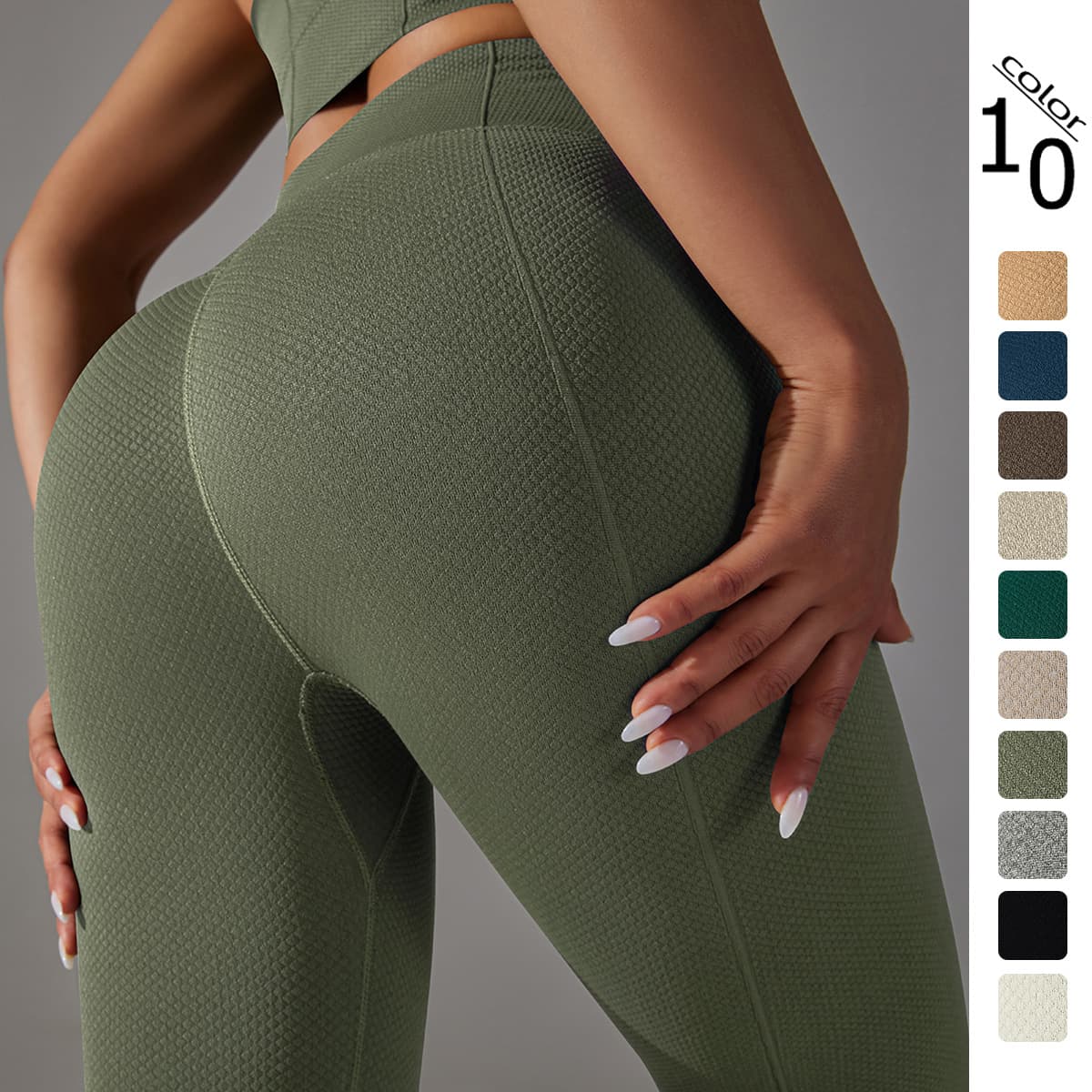 Cross-border European And American New Seamless Knit Dotted Hip High Waist Belly Yoga Pants Sports Running Fitness Ankle Length Pants