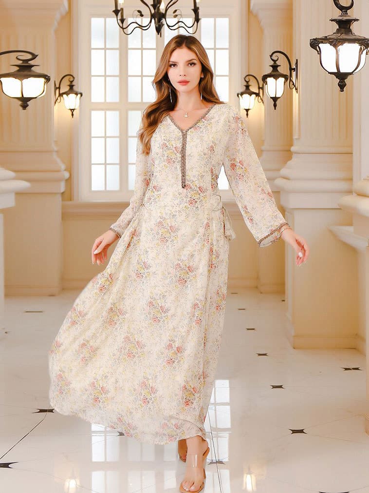 In Stock New Women's Chiffon Dress Origin Factory Wholesale Skirt Elegant Festive Nail Beads Summer Long Skirt