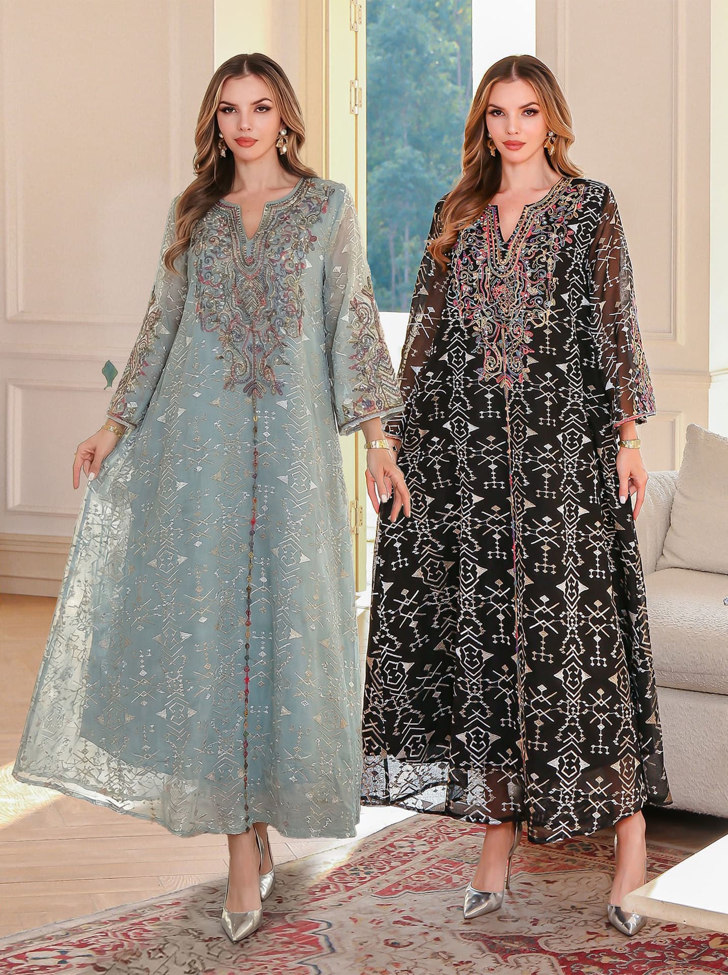 Spot Factory Wholesale Embroidered Long Dress Rope Embroidered Women Long Dress Breathable Embroidered Dress