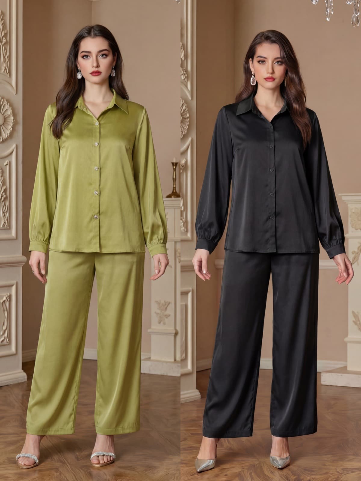 New Spot Work Professional Wear Shirt Trousers Foreign Trade Cross-border Women's Suit Factory Wholesale Two-piece Set