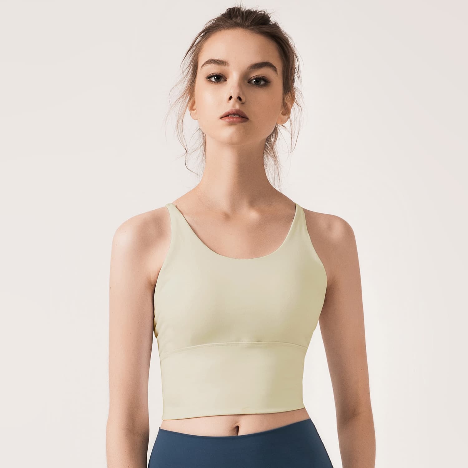 European And American Solid Color Shoulder Strap Fitness Yoga Vest Bra Cross Beauty Back Slim Slim Sports Bra Yoga Clothes Women
