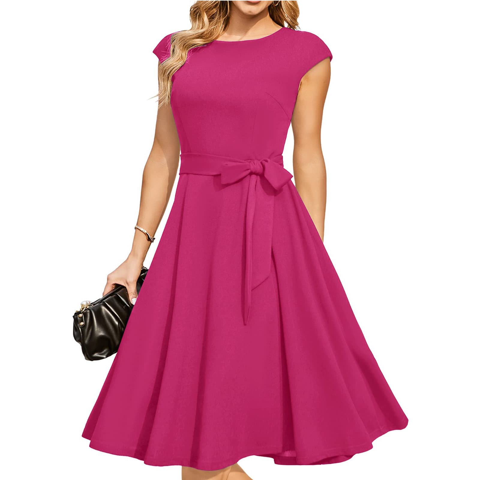Amazon European And American Cross-border Summer New Dress Round Neck Sleeveless Lace Up Waist Party High-end Dress