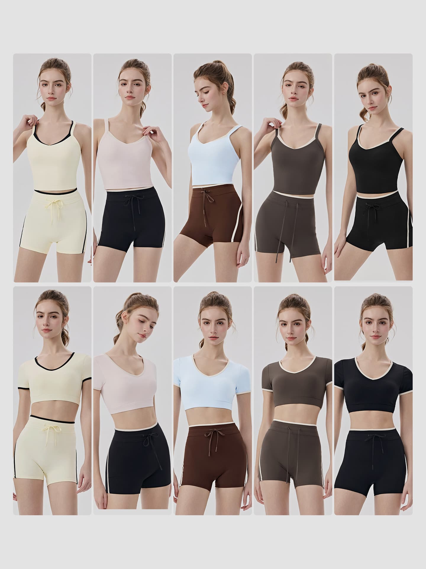 Cool Yoga Clothing Set Women's Contrast Color Nude Outerwear Fitness Set With Chest Pad Pilates Training Exercise Set