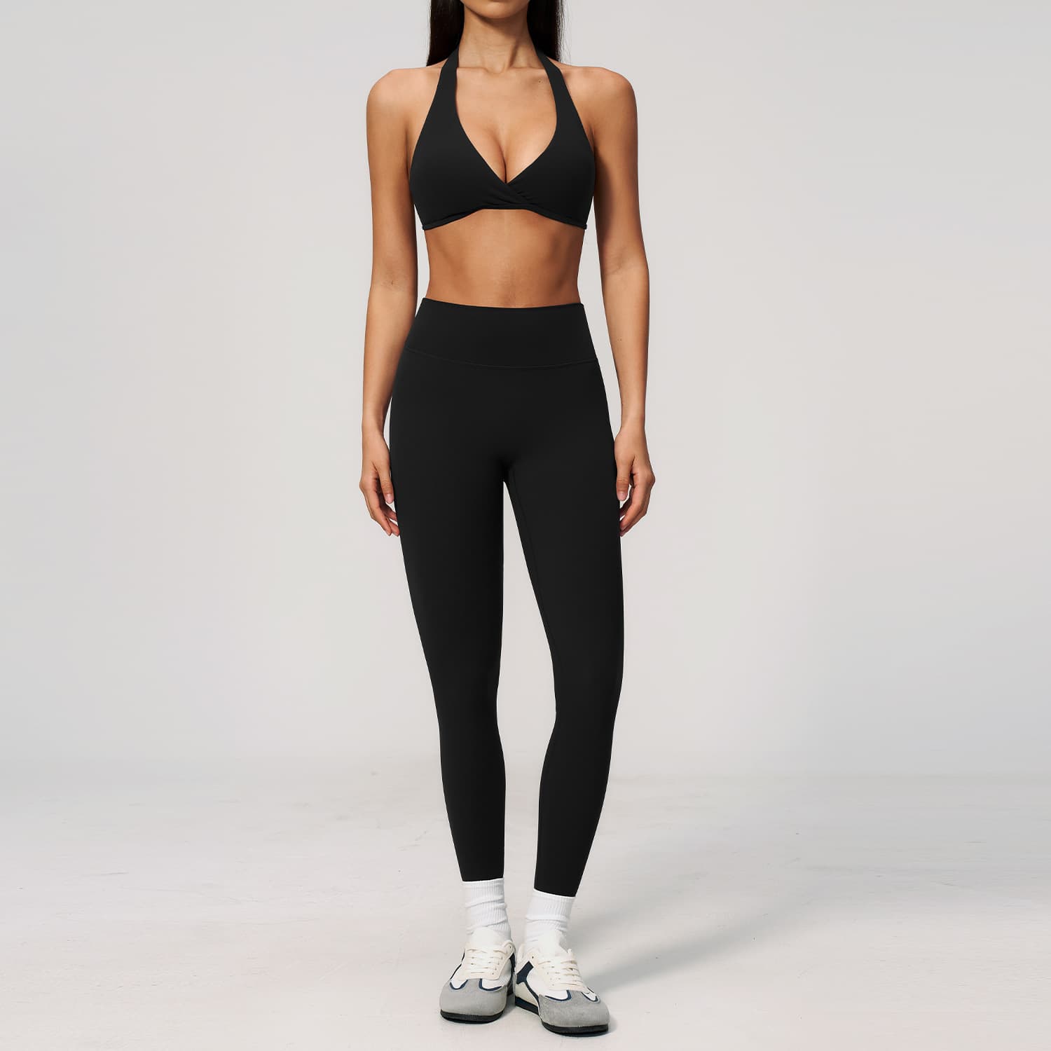 European And American New Sportswear Women Creamy Peach Hip High Elastic Slim Fitness Outdoor Sports Yoga Clothes 4208