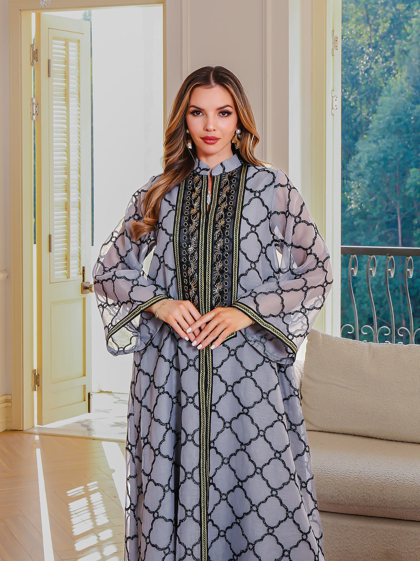 Spot New Women Elegant Fashion Dress Embroidered Skirt Festival Party Heavy Industry Mesh Beads Long Dress