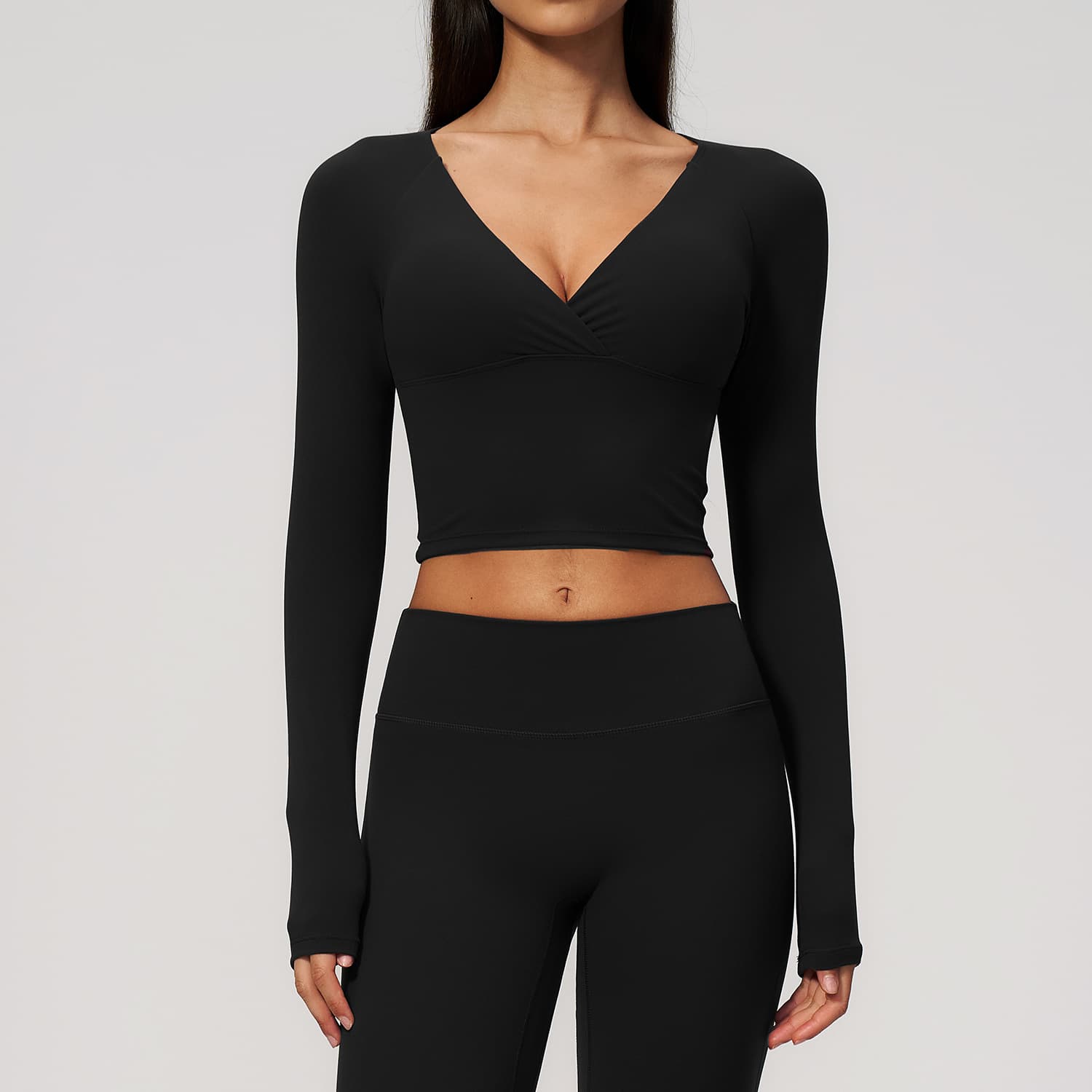 New Creamy Yoga Long Sleeve Waist Slimming Sport Running Sagging Fitness Top Women 4208