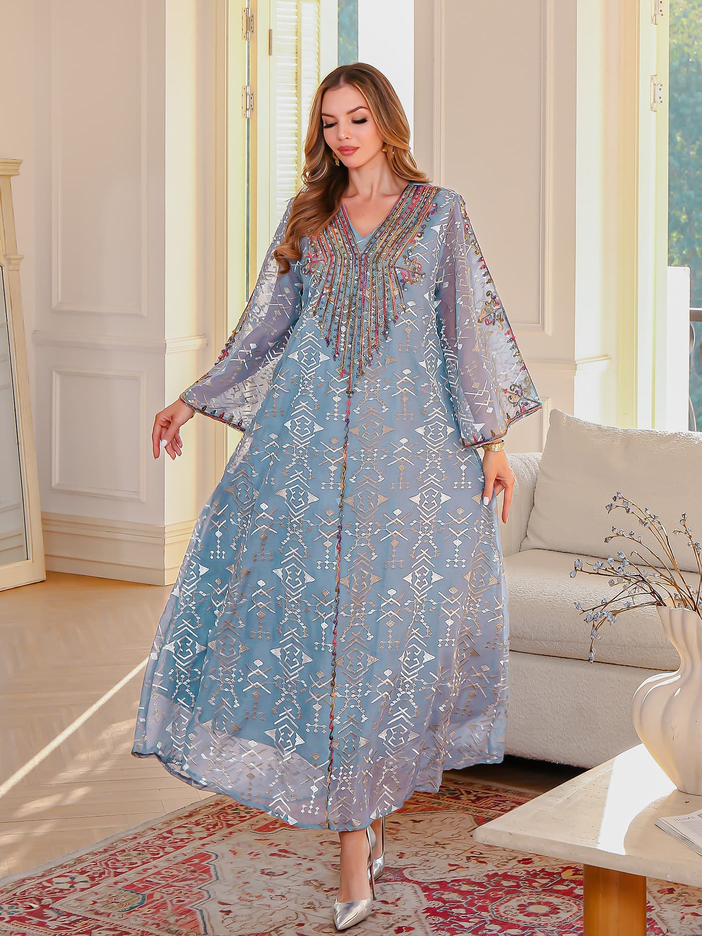 Spot Wholesale Mesh Rope Embroidered Long Skirt Factory New Holiday Party Dress Elegant Embroidery Dress
