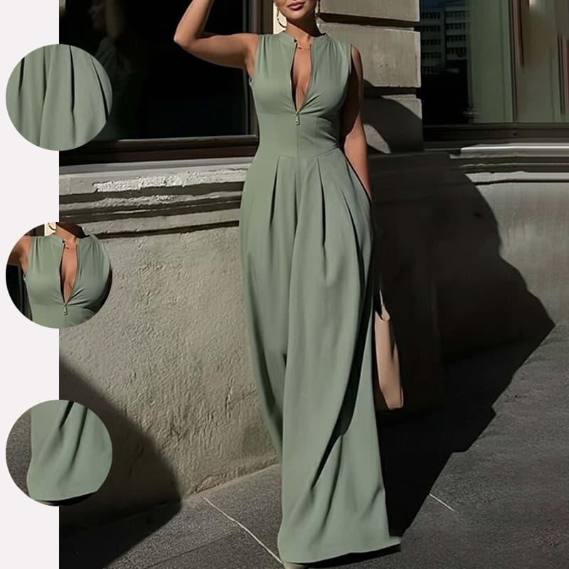 2026 New Spring Women's Cross-border European And American Jumpsuit Fashion Commute Solid Color Loose Wide Leg Jumpsuit