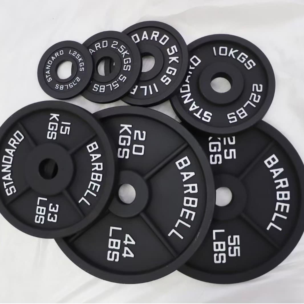 Cast Iron Painted Large Hole Barbell Gym Commercial Home Sports Fitness Weightlifting Black Four-rib Barbell