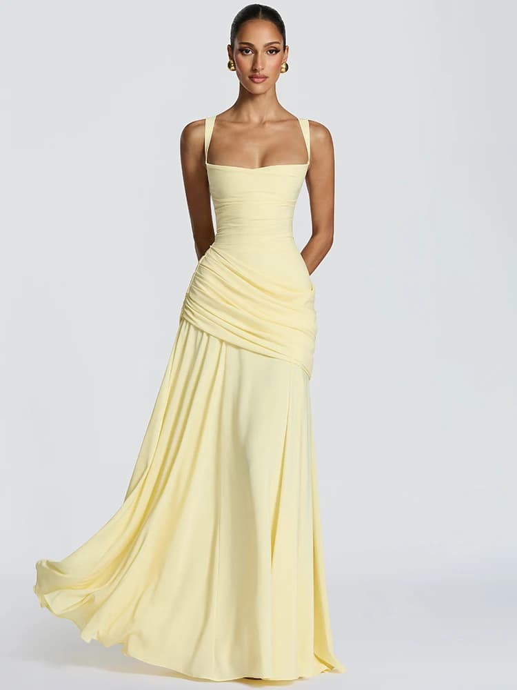 2026 European And American Amazon Women's Shoulder Straps Sleeveless Tight Draped Party Dress Elegant Style