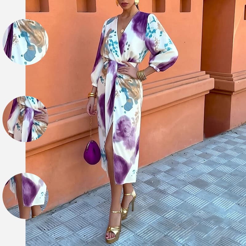 2026 New Spring Women's Cross-border European And American Fashion Suit Casual Long Sleeve Shirt Slit Long Skirt Suit